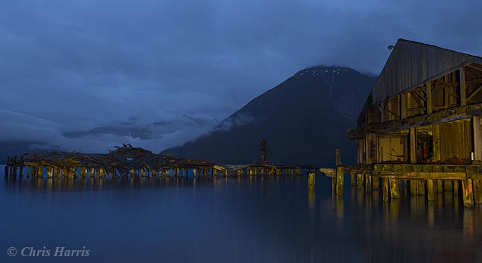 Canada, British Columbia, Bella Coola, Tallheo Cannery, abandonned salmon cannery, painting with light,